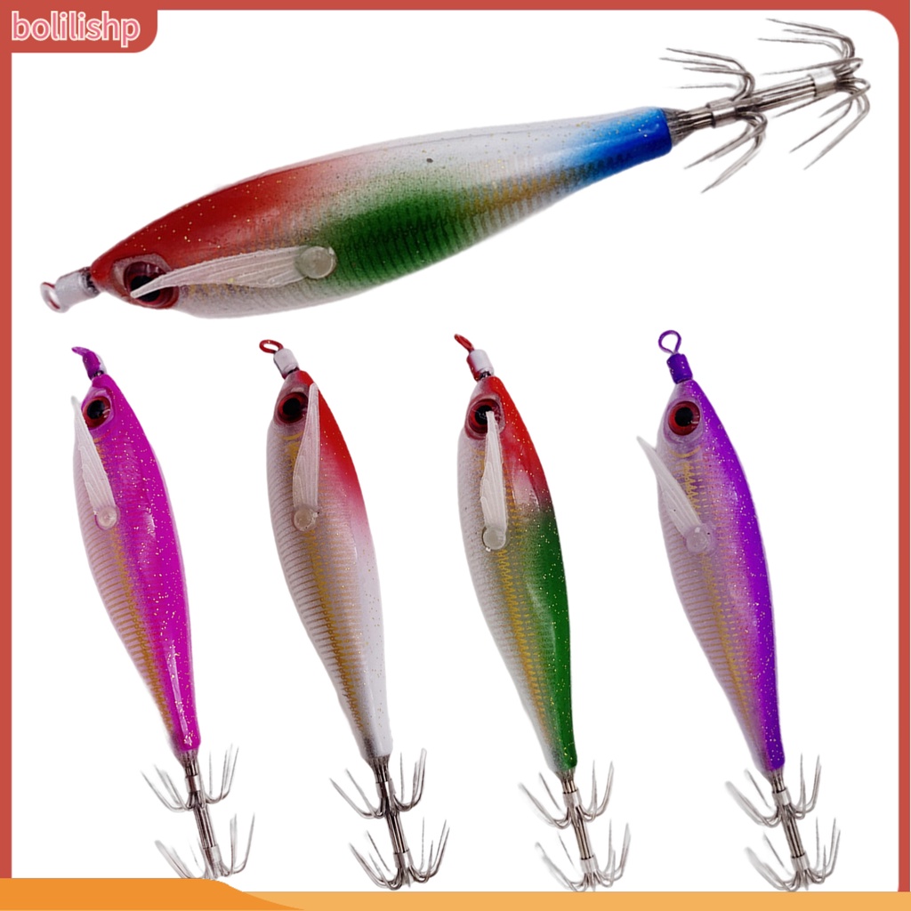 [Bolilishp] 5.5cm Kait Cumi Udang Dengan Efek Bercahaya Simulasi Angling Plastik Luminous Wooden Shrimp Squid Hooks Outdoor Fishing