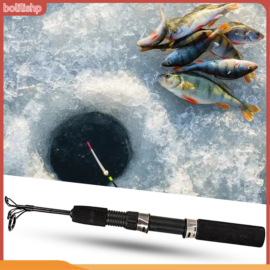 [Bolilishp] 50cm/67cm Winter Fishing Rod Telescopic Ultrashort Adjustable Guide Ring Ultralight Memancing Serat Karbon Dua/Tiga-Bagian Es Pancing Tiang Angling Gear