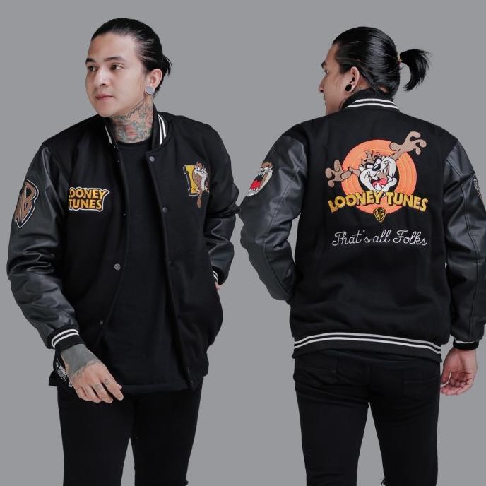 Jaket Varsity Pria Original Looney Tunes Jaket Baseball Full Bordir