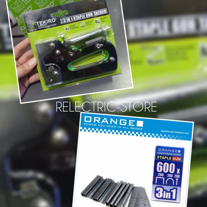 

steples 3 in 1 tekiro + isi steples Refill Stapler Gun 3in1 3 bentuk