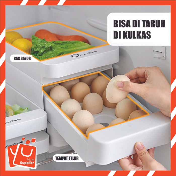 Terlaris Rak Telur 2 Susun Laci Kotak Telur 2 Tingkat Isi 30 Telur Egg Box Set