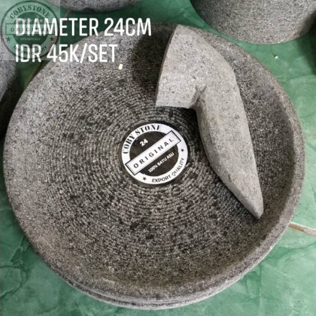 COBEK BATU ASLI 24CM FREE ULEKAN