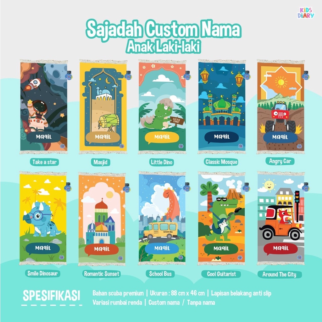Sajadah Anak Custom Nama