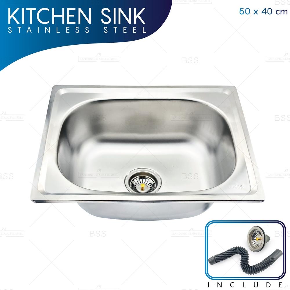 Limited Kitchen Sink 5040 Bak Tempat Cuci Piring Stainless Steel Murah Tinggi 1 Lubang Jl23