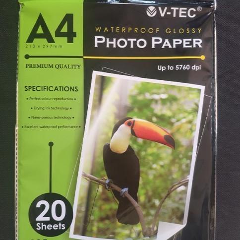 

VTEC Kertas Foto / Photo Paper V-tec A4 185 gsm GLOSSY hqu01