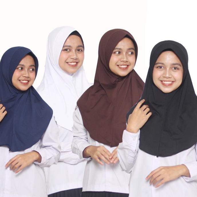 Jilbab Bergo Anak Sekolah Sd Smp Sma Putih Pramuka Polos Instan Jersey