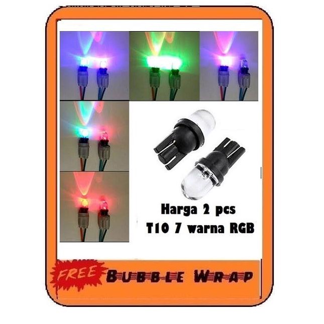 Termantab] lampu sein led senja T10 Rgb Pelangi 7 Warna Warni U/ Mobil Motor 12v