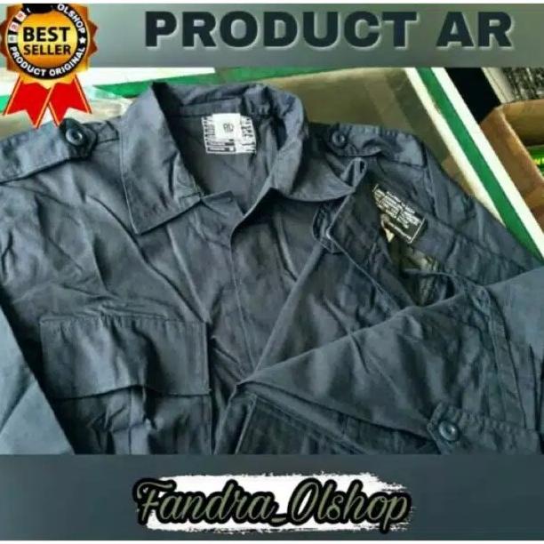 Baju Setelan PDL Hitam Brimob Merk AR bahan Ripstok / Drill.