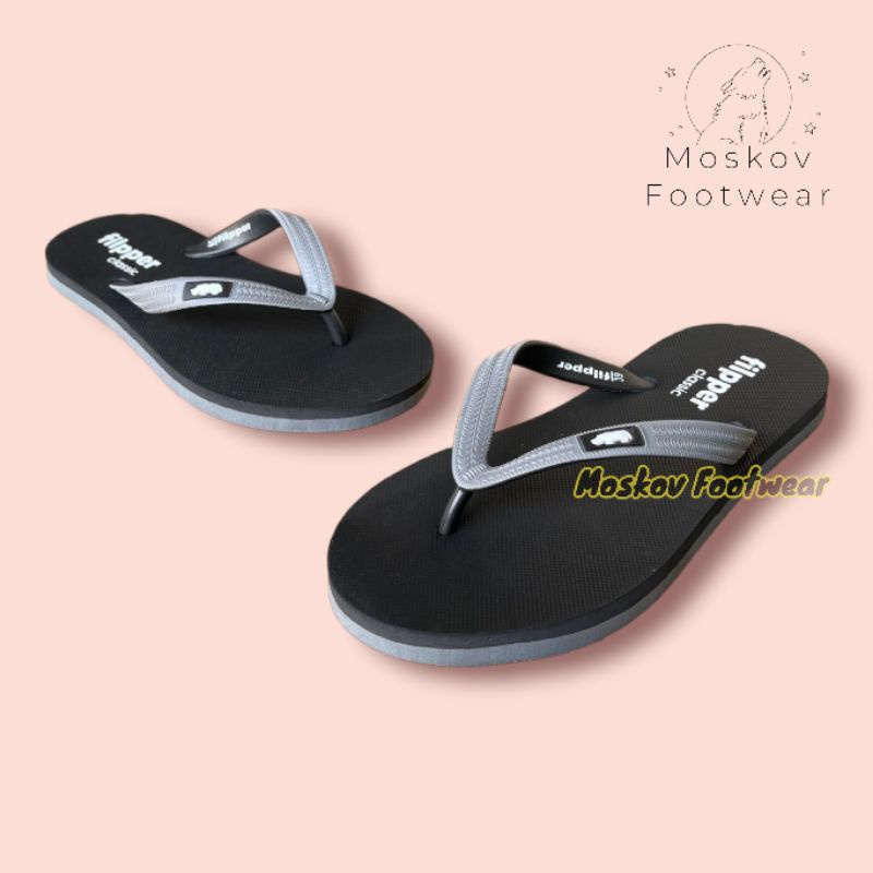 Sandal Jepit Pria Filpper Classic Santai Karet Rubber Sendal Japit Pria Anti Slip Casual Half Grey