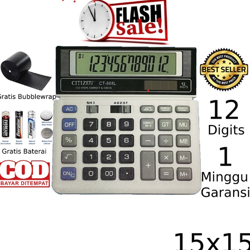 

[8JF] Kalkulator CT 868L 12 Digit - Calculator Check Dual 2 Power atsof