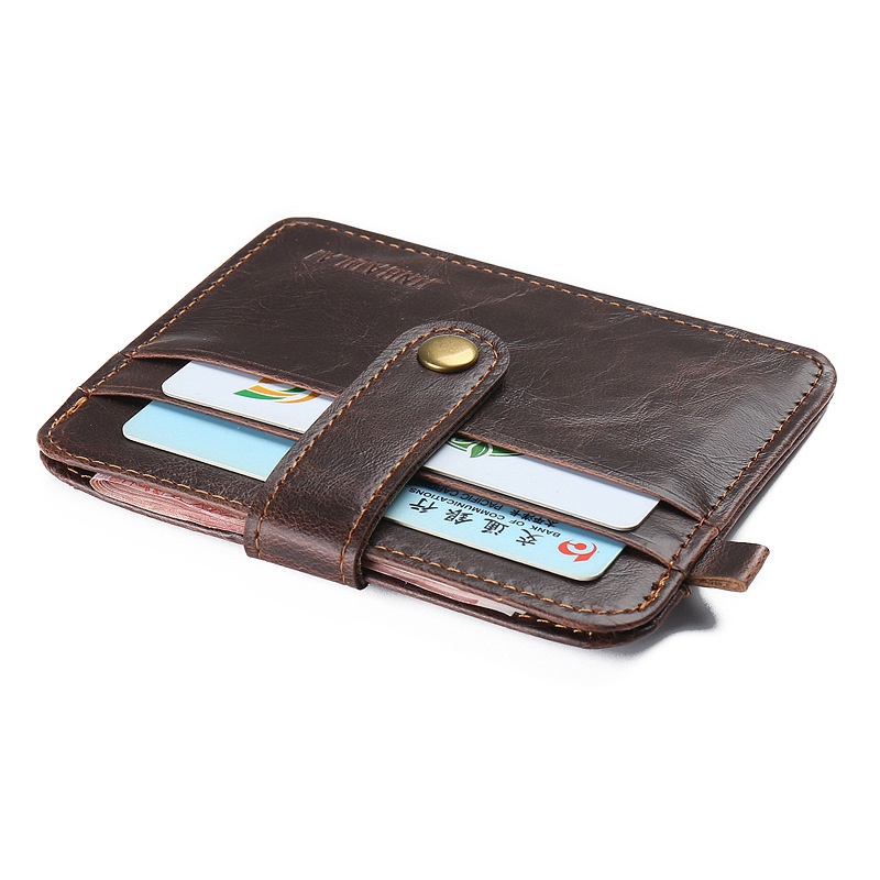 Gs8 JINBAOLAI Dompet Kecil Kulit Dengan Hasp Ring - C031 - Dark Brown Or-i