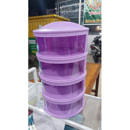 TUDUNG SAJI RAK MAKANAN 4 SUSUN RAK SAMBAL RAK MAKANAN ADA TUTUP RAK TEMPAT SIMPAN MAKANAN 4 SUSUN
