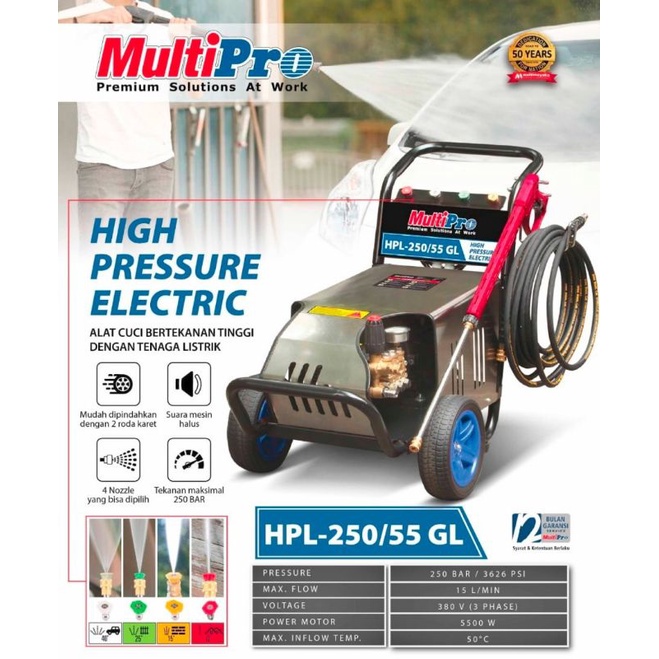 High Preassure Electric Jet Cleaner Multipro HPL-250/55 GL