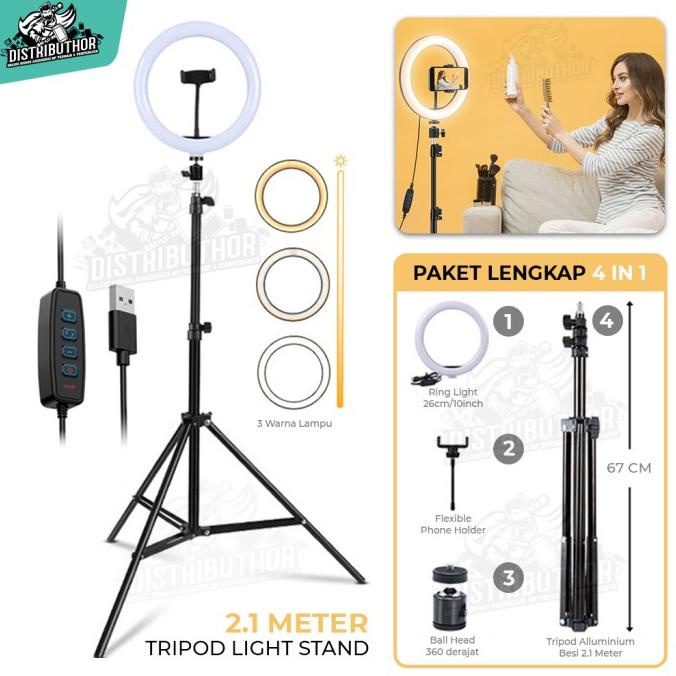 Tripod Ring Light 2 Meter Besi Tripot Handphone Panjang Kuat Kokoh