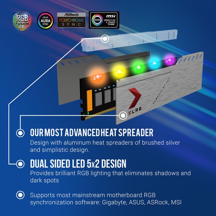 PNY XLR8 RGB Longdimm 32GB Kit (16GBx2) DDR4 3200MHz RAM - Silver