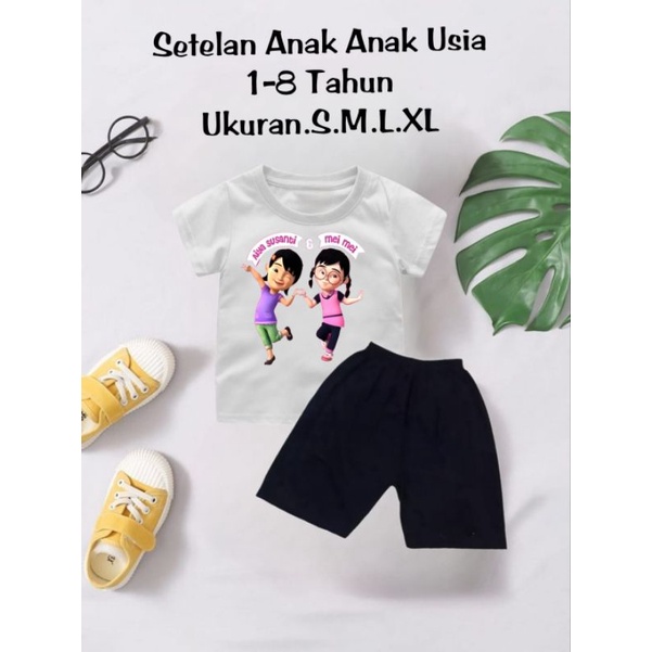 Setelan Kaos Anak Perempuan Mei-Mei Dan susanti Uk.S.M.L.XL