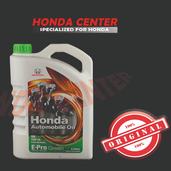 oli oil mesin mobil honda e-pro green SN 10W-30 full syintetic Realtes Shop Id