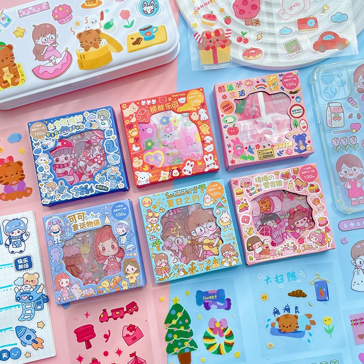 

gz✹Laris⁎ Sticker Waterproof Aesthetic isi 100 Lembar by Centum H38 ➾