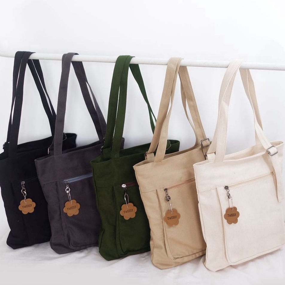 Lala Canvas Totebag - Tweelyforbag - Tas Totebag Wanita - Tas Wanita ‑ AMP.24Jn23l