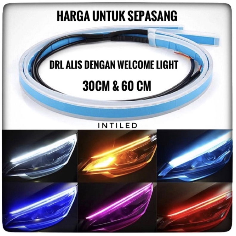 12VOLT - (SEPASANG) LED ALIS DRL UNIVERSAL 30CM DAN 60CM + SEIN RUNNING