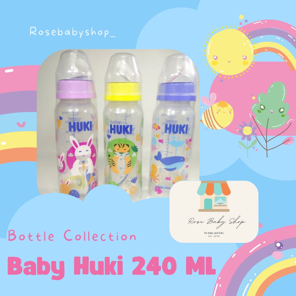 baby huki orthodontic nipple gepeng round pp bottle 240ml