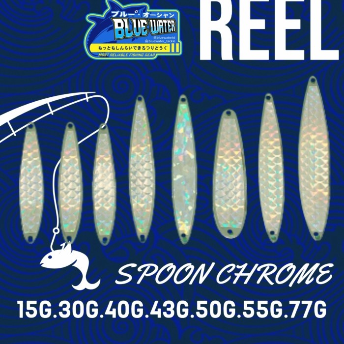 BLUEWATER SPOON Chrome umpan casting Lure 15gr 30gr 50gr 77gr SATUAN