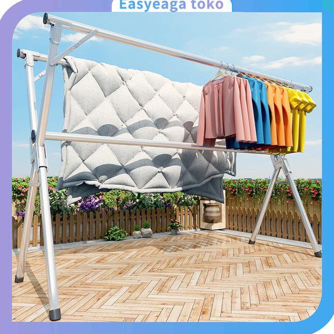 Jemuran Baju Lipat Tempat Stainless Gantungan Baju Rak Jemuran Lipat
