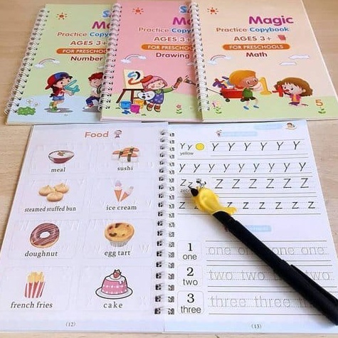 

88MF9 << Jenius >> Buku Belajar Anak Sank Magic 1 Set Isi 4 Buku dan Pulpen Set Buku Latihan Belajar Menulis PAUD Preschool TK vthlq