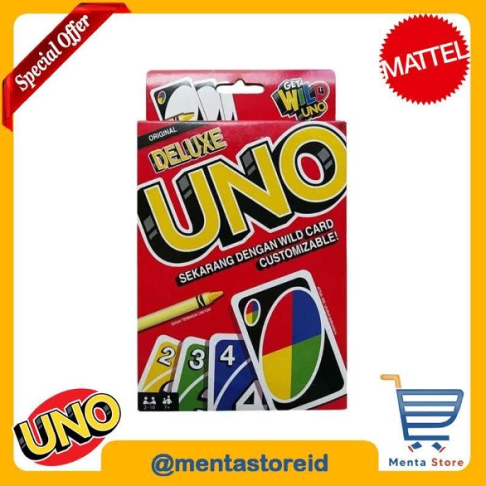 Terlaris Cardgame Uno Card Mattel Deluxe Original (Get Wild 4 Uno) New Box Ori Kartu Fun