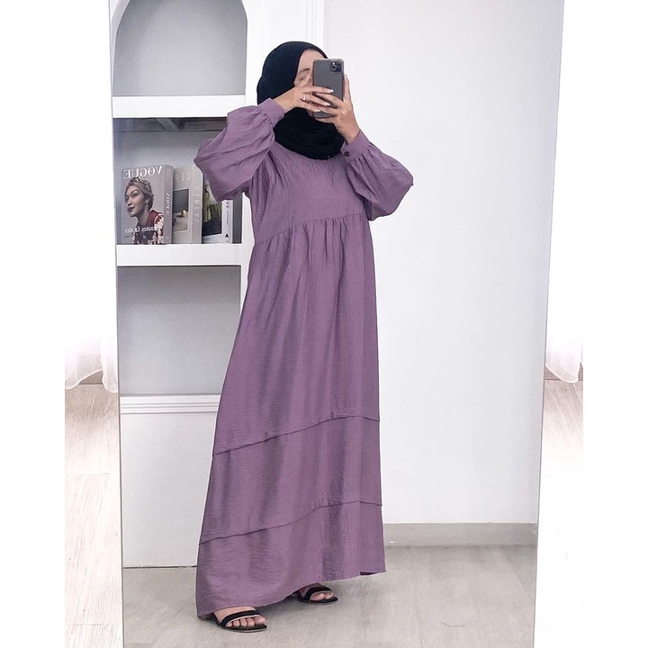 GAMIS WANITA ANNE DRESS BAHAN POLO LINEN LD 120 PJ 136 CM PT 46 CM LEBAR BAWAH 214 CM GAMIS WANITA TERBARU 2023 KEKINAN / DRESS WANITA KEKINIAN / MAXY DRESS WANITA JUMBO