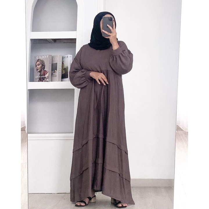 GAMIS WANITA ANNE DRESS BAHAN POLO LINEN LD 120 PJ 136 CM PT 46 CM LEBAR BAWAH 214 CM GAMIS WANITA TERBARU 2023 KEKINAN / DRESS WANITA KEKINIAN / MAXY DRESS WANITA JUMBO