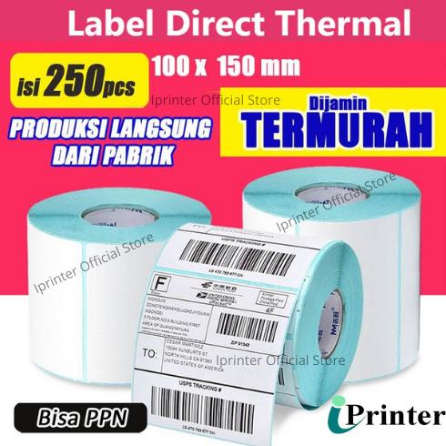 

100 x 150 Thermal Label Direct Barcode 100x150 isi 250 pcs Resi A6