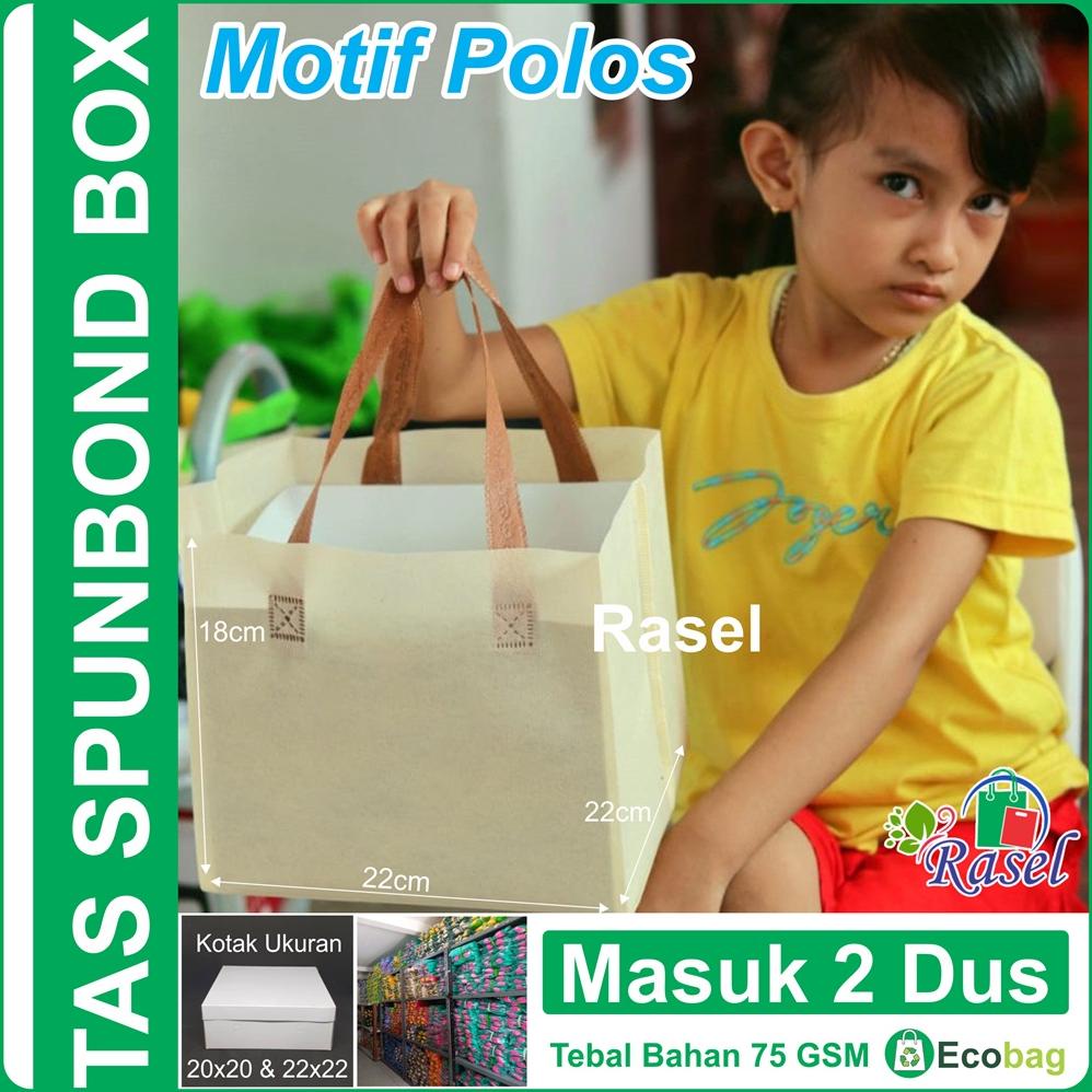 

7.7 (12pcs / 1Lusin) Tas box polos 22x22 / 20x20 cm Kain Kantong dus Nasi Kotak Hajatan souvenir besek berkat hampers pernikahan pengajian syukuran