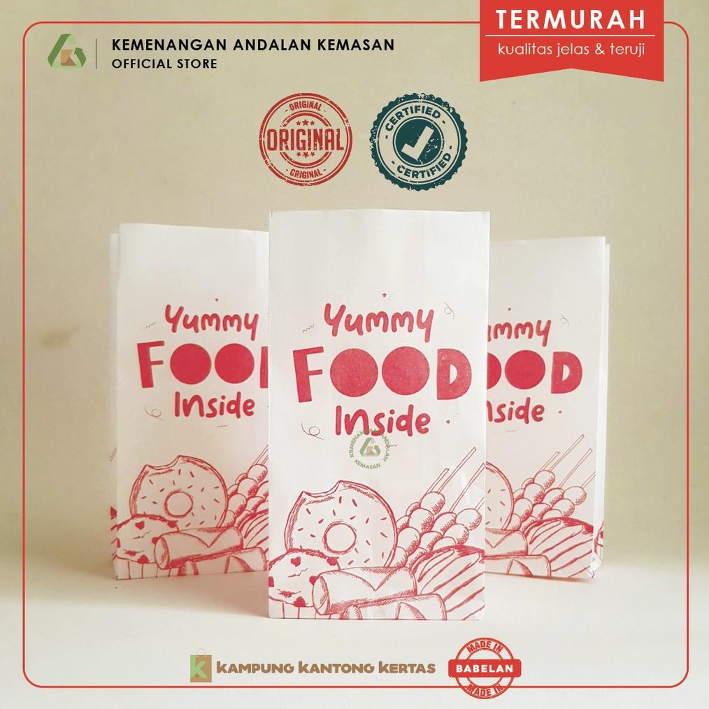 

7.7 Kantong Ayam Goreng , Kemasan Fried chicken , Kantong Kertas Fried Chicken, Paper Bag Bungkus Ayam Fried Chicken - YUMMY FOOD 100 pcs