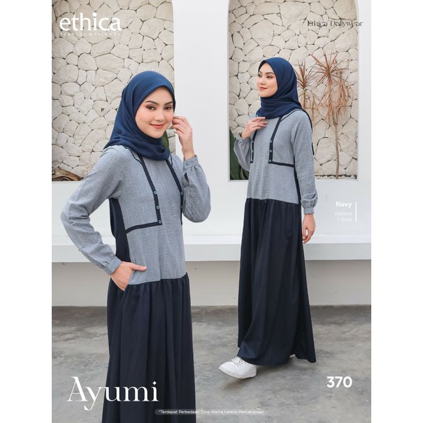 Ethica Ayumi 370 Navy Ethica Ayumi 370 Brown Ethica Ayumi 357 Black Baju Muslim Gamis Dress Premium Terbaru Ori Lebaran 2023