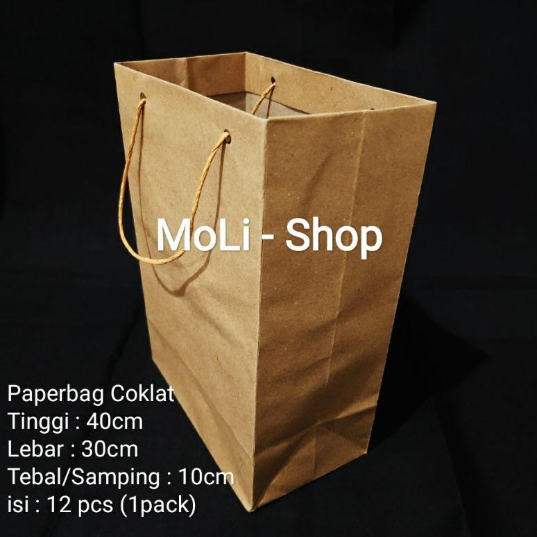 

New PaperBag Polos Coklat Uk 30x40x10cm, Paper bag, Tas Kertas, tas Souvenir/sovenir, goodie bag