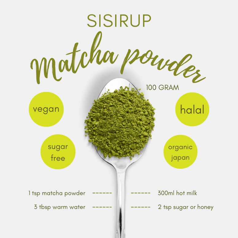 

Grosir SISIRUP Pure Japan MATCHA POWDER 100 GR / Green Tea Powder / Matcha Drink / Halal 03W