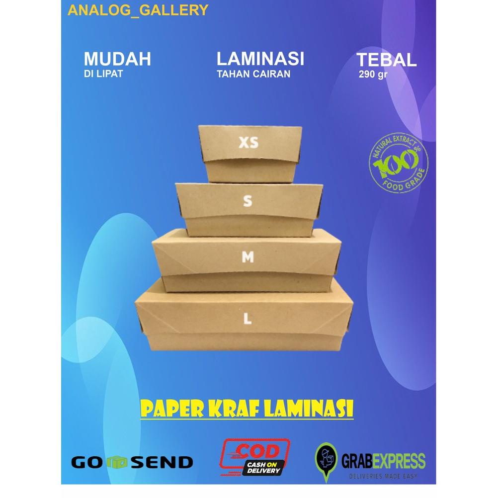 

Sale 7.7 Paper Lunch Box ( isi 40 pcs ) Lunch Box Paper Xs S M L Kotak Dus Kemasan Makanan Nasi Ayam Geprek Kraft laminasi isi 40 pcs