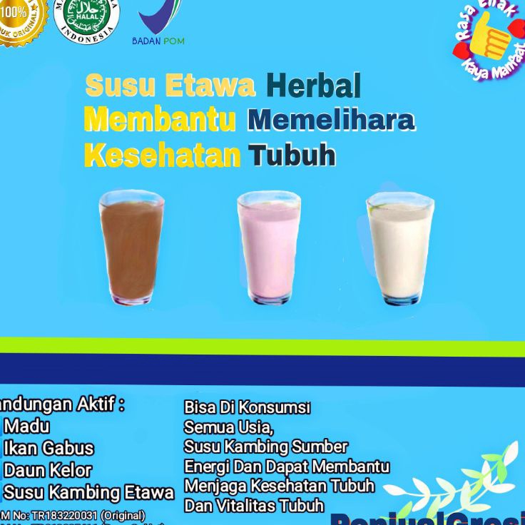 

(D2289) ⭐⭐⭐⭐⭐ SUSU ETAWA PREMIUM HALAL KAYA MANFAAT / SUSU KAMBING ETAWA