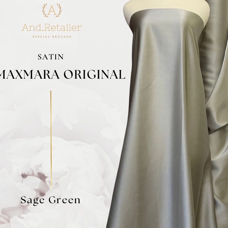 Di⚡kon   Kain Satin Maxmara Original Warna Sage Green
