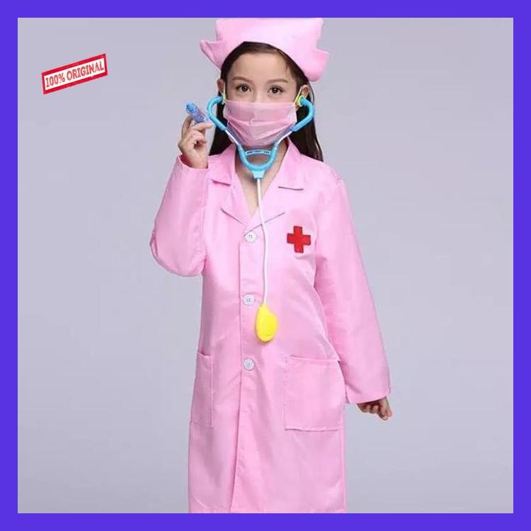 baju dokter kecil pink set stestokop sesuai gambar liazakiya247