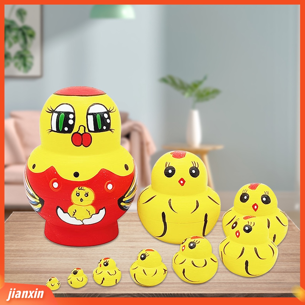 [Jianxin] Mal 1set Boneka Bersarang Indah Desain Hewan Sepuluh Lapis Kartun Anak Ayam Matrioska Mainan Untuk Anak