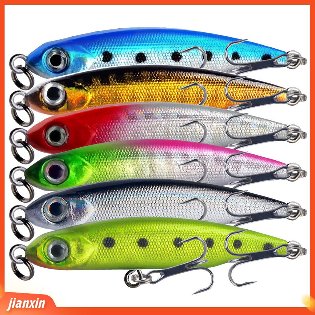 [Jianxin] 5.3cm/3g Lure Bait 2kait Treble Tajam Barb Vibrant Steel Balls Plat Lidah Panjang Tenggelam Perlahan Umpan Bionik Untuk Memancing Di Luar Ruangan