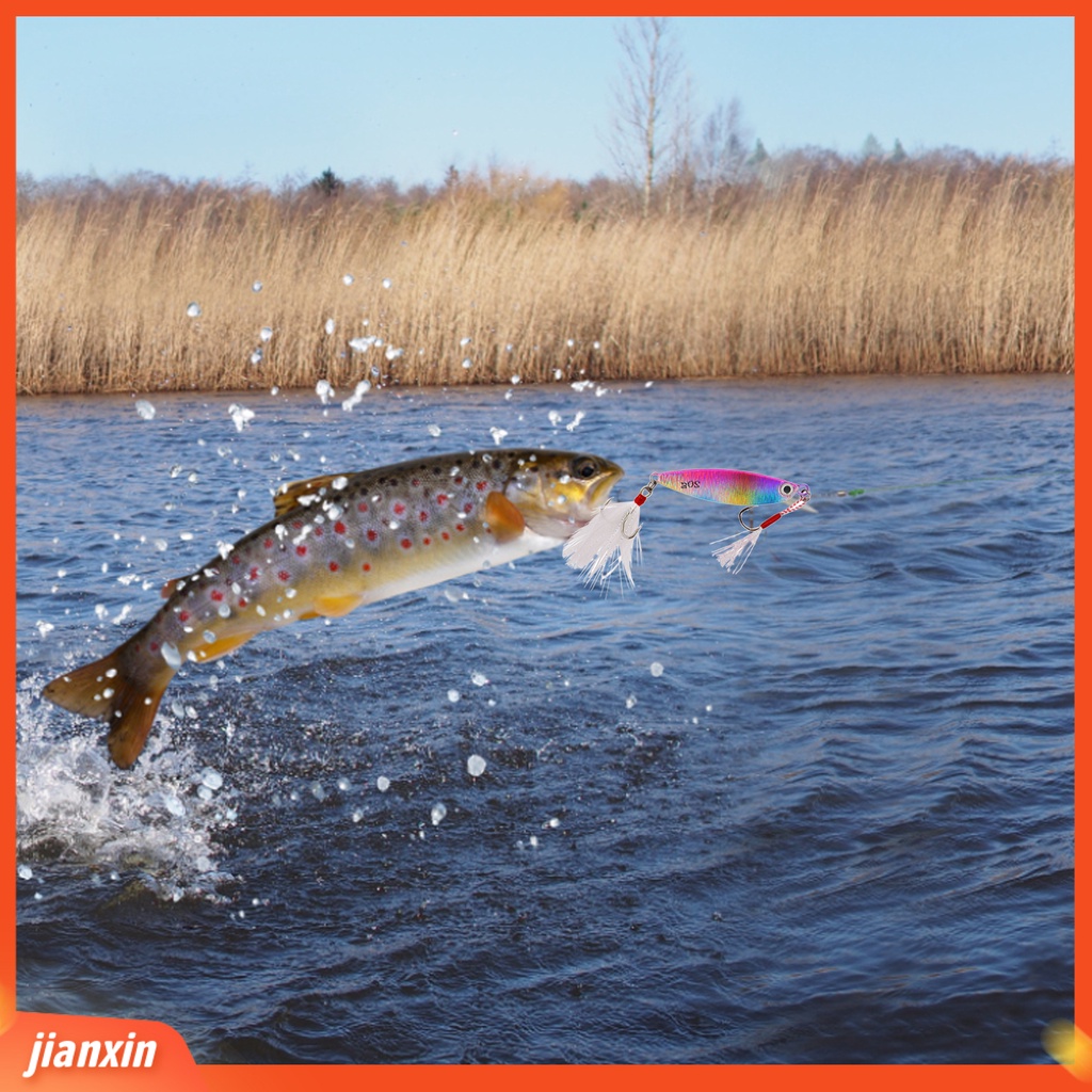 [Jianxin] 15g/20g Umpan Pancing Tajam Treble Hook Warna Terang 3D Mata Simulasi Desain Ikan Menarik Logam Penetrasi Kuat Jigging Lure Perlengkapan Memancing