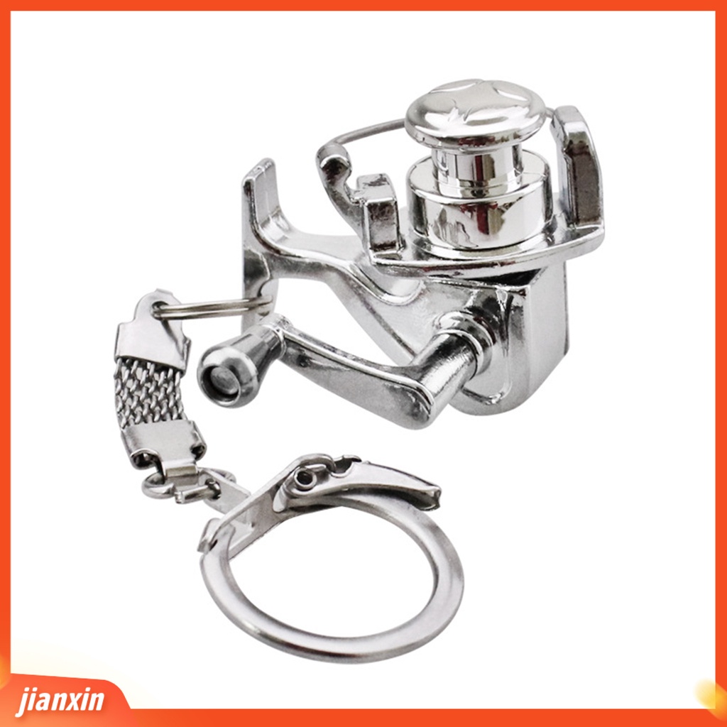 [Jianxin] Alloy Reel Drum Pendant Keychain Key Ring Mini Miniature Sea Fishing Tackle