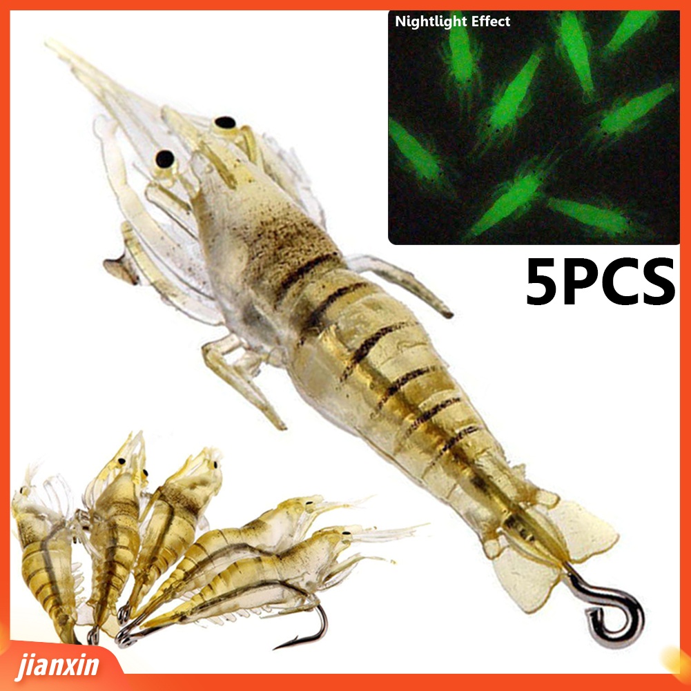 [Jianxin] 5pcs 5cm 1.3G Umpan Pancing Bentuk Udang Imitasi