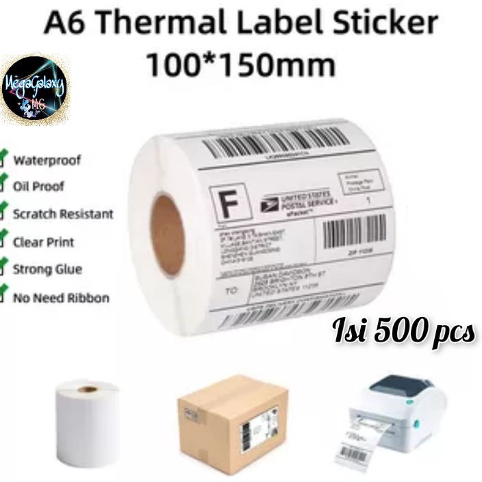 

❤[PROMO ⚡ALE!!!]❤ Label Sticker Thermal 100x150 Kertas Thermal Barcode A6 500 pcs