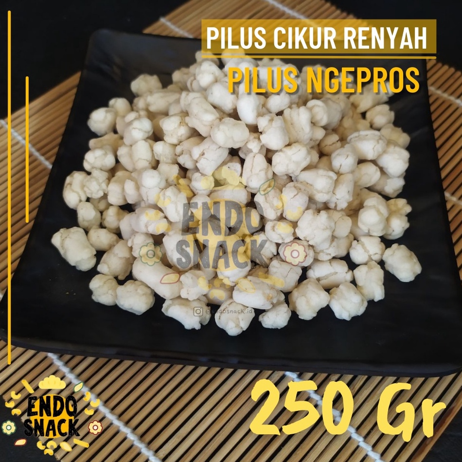 

Terlaris 250 Gr Pilus CIkur Renyah tidak Keras, Empuk, Ngepros Rasa CIkur Topping Baso Aci, Cuanki