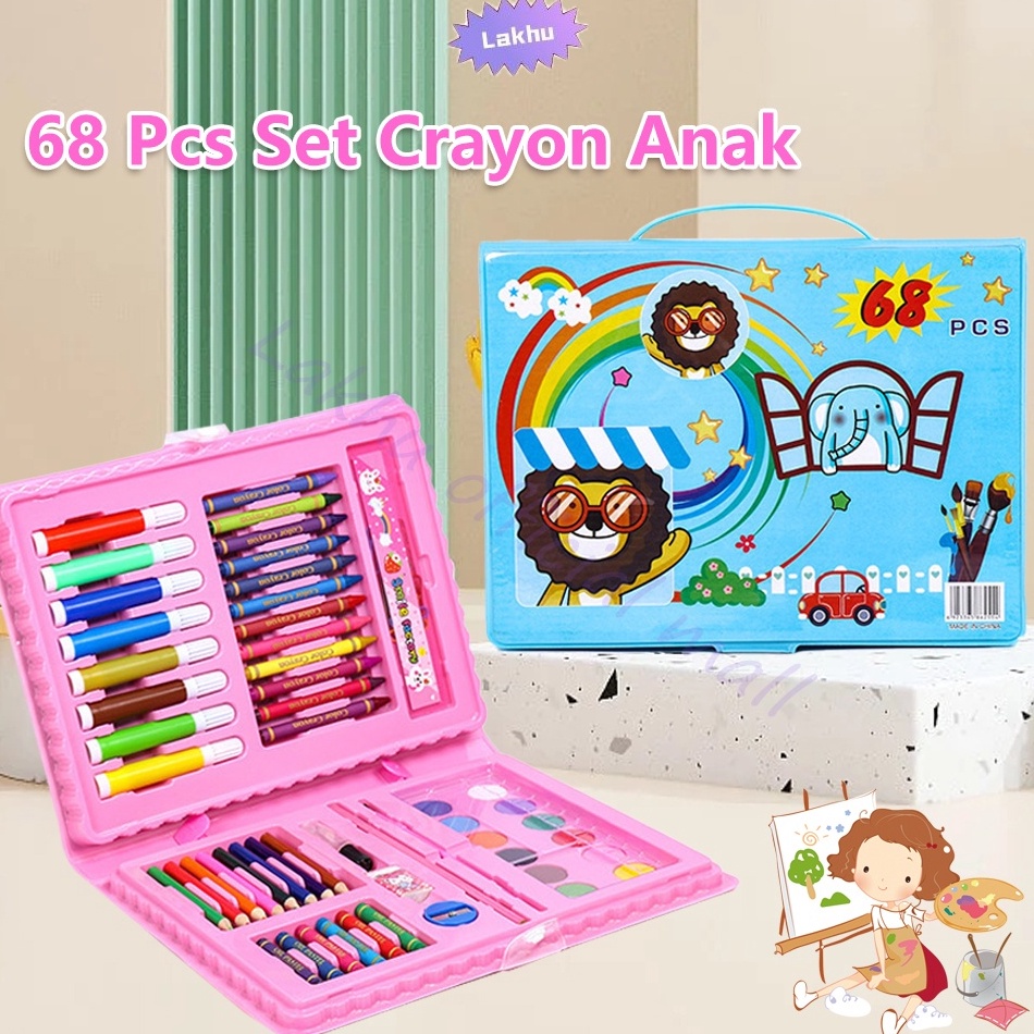 

Dapatkan Lakhu 68pcs Crayon set Anak pensil warna set/Pensil Krayon Warna Alat Menggambar Mewarnai