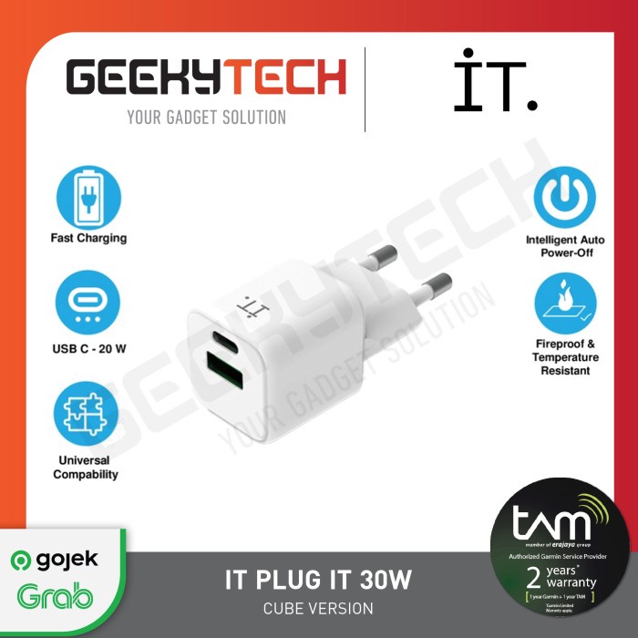 Terlaris It Plug It 30 Cube Wall Charger Usb C 30W Fast Charging Kepala Adaptor